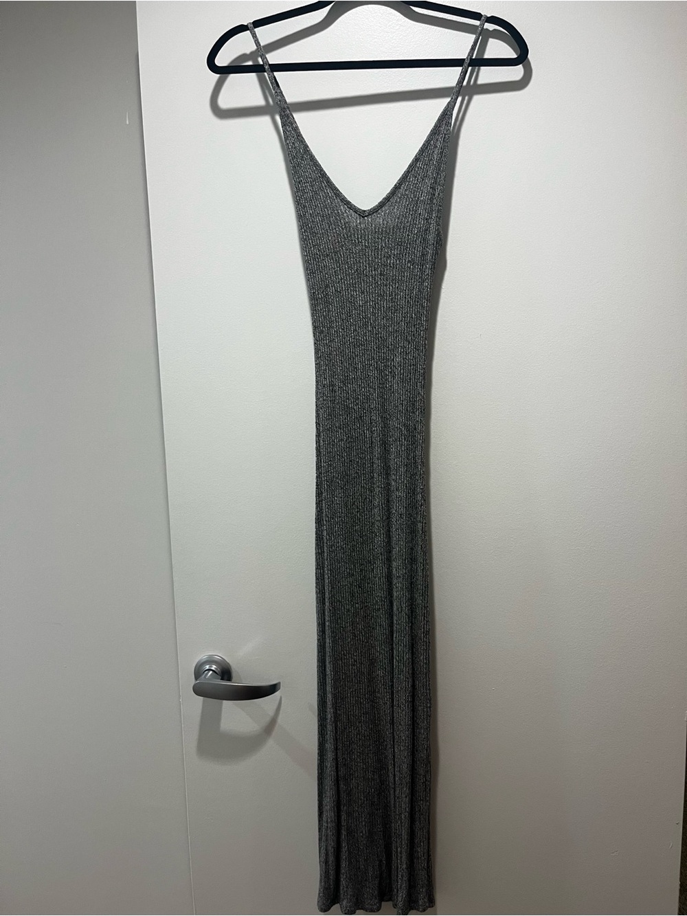 Brandy Melville Gray Ribbed Maxi Slip Dress